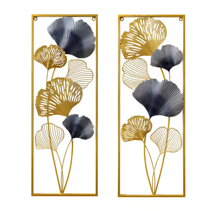 2 ginkgo leaves 3D metal wall decoration wall decoration living room decoration golden ginkgo leaves metal wall decoration - 1