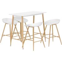 Conjunto de Mesa y 4 Taburetes de Bar Edward Pollok, 90cm de Alto, (Madera) - details 0