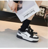 Zapatos blancos de plataforma de cuero, nuevas zapatillas versátiles en blanco y negro, zapatos de tablero de panda que aumentan la altura - details 12