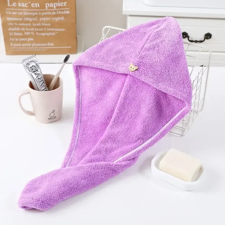 Gorro de Secado de Cabello de Microfibra de Secado Rápido Gorro de Toalla Súper Absorbente para Mujeres Gorro de Baño Sólido - 1