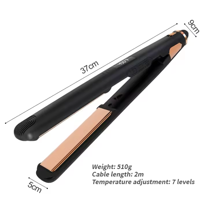 Yusen-plancha alisadora de pelo de cerámica negra, herramientas de estilismo para salón de moda, plancha rizadora profesional - 1