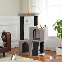 PAWZ Roda Árbol para gatos de varios niveles con poste rascador grueso, dos condominios grandes, torre para gatos de interior, almohadilla rascadora para gatos, casa cama para gatitos, juguetes para gatos - details 2