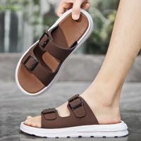 Zapatillas informales de doble botón a la moda de verano para hombre, sandalias de playa transpirables para hotel, zapatos clásicos ligeros y cómodos para exteriores - details 1