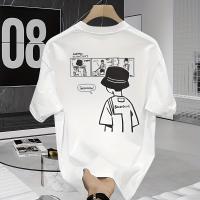 Camiseta de Algodón Cintado 100% Estilo Gráfico de Calle Baja Americana - details 3
