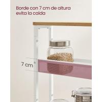 Carro de 4 Niveles, Carro Estrecho de Cocina con Ruedas, con Asa, para Espacio Reducido, 22 x 45,4 x 77 cm, para Cocina, Baño, Salón, Estudio, Marrón Rústico y Negro - details 27