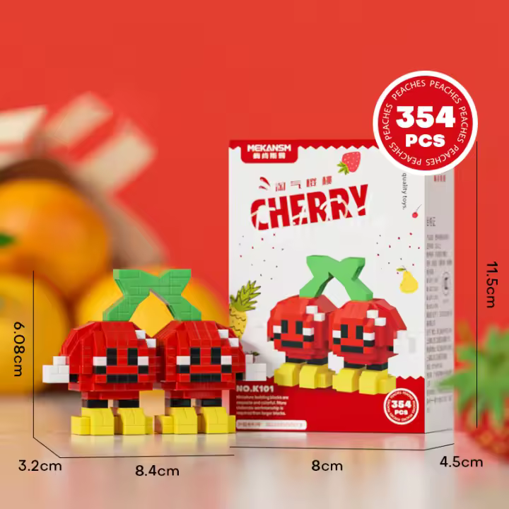 Fruit figurine mini particle trendy play fruit happy food set creative desktop decoration with building blocks - 1