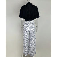 Conjunto casual de 2 piezas para mujeres, elegante, con cuello en V, blusas de manga corta y pantalones anchos estampados - details 12
