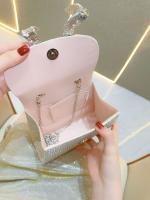 Nueva Moda Celebridad Banquete Bolsa de Agua Diamante Completo Diamante Cena Bolso de Seda Satén Hombro Crossbody - details 4
