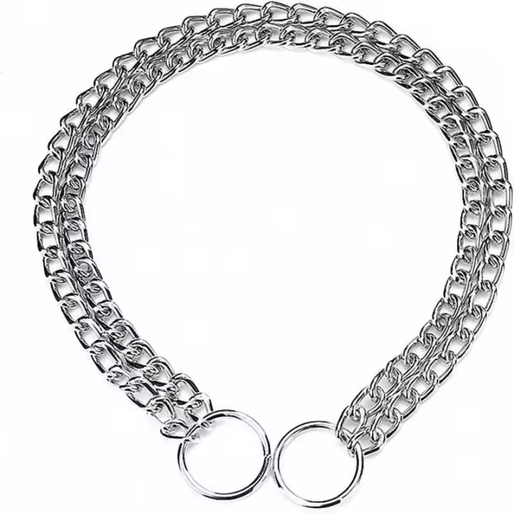 Ahogador para perros con cadena antideslizante P para perros pequeños, medianos y grandes, cuellos de entrenamiento Titan duraderos, mascota estable cromada de 2 filas - 1