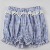 Pantalones cortos básicos cómodos e informales sueltos con botones de cintura elástica tejidos a rayas de verano para mujer - details 103
