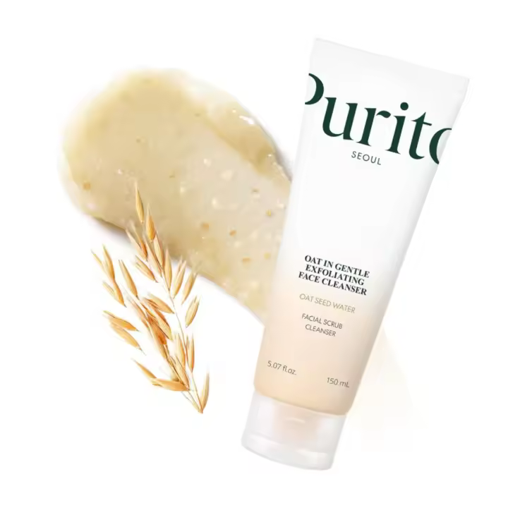Purito Exfoliating Facial Polish Cleanser - Hidratante diario para el rostro, arcilla exfoliante suave para minimizar los poros, pantenol, semilla de avena - 1
