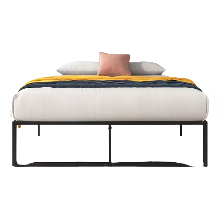 Cama de 180 x 200 cm, marco de cama de altura 36 cm con almacenamiento debajo de la cama, marco de cama plataforma de metal, color negro - 1