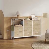 Cajonera para armario, cómoda dormitorio 8 cajones de tela, estantes de madera, cómoda de salón, cajas organizadoras, estructura metálica, estilo industrial - details 10