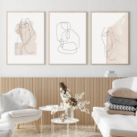 Póster de Pared Abstracto de Color de Línea Arte Moderno en Lienzo para Decoración de Sala de Estar Hogar Lienzo Cuadriculado Estilo Minimalista - details 0