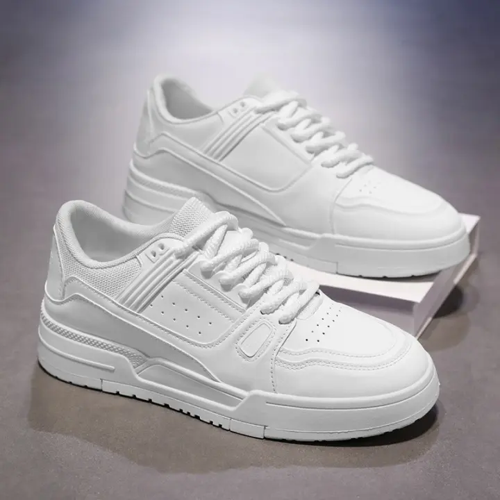 Nueva Versión Coreana de Moda Zapatos Deportivos Blancos para Hombres Versátiles para Deportes y Ocio Antideslizantes y Resistentes al Desgaste - 1