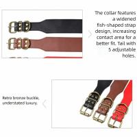 Collares de cuero de microfibra para perros, correas ajustables para el cuello de mascotas de 5cm de ancho, Collar duradero con forma de pez L-3XL para perros medianos y grandes - details 6