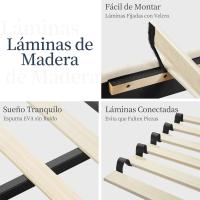Cama Doble Tapizada 140 x 200cm Estructura de Madera y Metal Moderno Ideal para Adultos 2 Personas - details 23