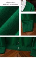 Cardigan de Punto para Hombres Vestido Suelto de Una Botónada con Cuello en V Color Sólido - details 35