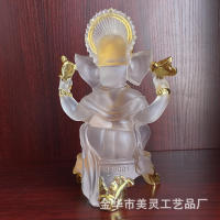 Baúl transparente, adorno de Dios de la riqueza, decoración del hogar artesanal de resina india Fotai, estatua de cabeza de elefante - details 8