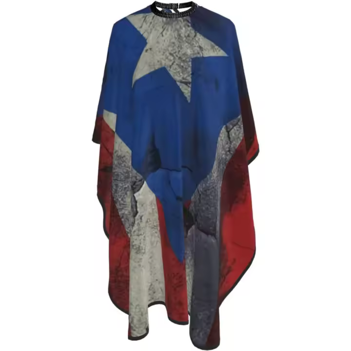Crack Puerto Rico Flag Salon Barber Cape - Capa de corte de pelo impermeable de peluquería profesional con cierre a presión ajustable - Delantal de corte de pelo para estilista y uso doméstico - 55''X66'' - 1