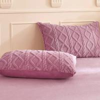 Funda de almohada de lana de leche de Color sólido para decoración del hogar, funda de almohada rectangular respetuosa con la piel, funda de almohada suave y cálida para dormitorio, 2 uds. - details 4