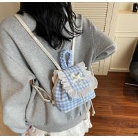 Mochila multifuncional de estilo coreano con encaje a cuadros, mochila de viaje con cerezas, bolso para libros, bolso de hombro con lazo de gran capacidad para verano - details 17
