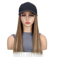 Gorra de béisbol negra sintética con peluca, postizo Natural, peluca de sombrero ajustable, pelo largo y liso de Bob esponjoso de una pieza - details 6