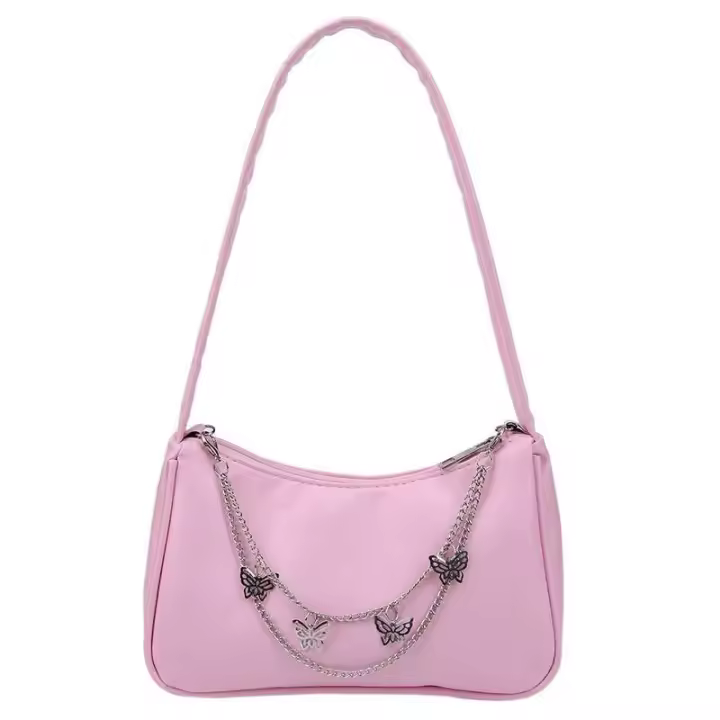 Moda mujer PU cuero pequeño hombro axila bolso femenino Vintage mariposa cadena Color puro cremallera Mini bolso Shopper bolso de lujo de gama alta - 1