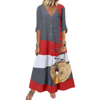 Vestido de verano para mujer, falda larga con botones, informal, para playa - details 4