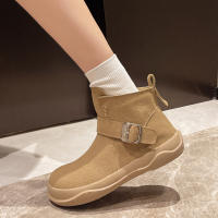 Nuevas botas planas casuales retro con hebilla de cinturón - details 17