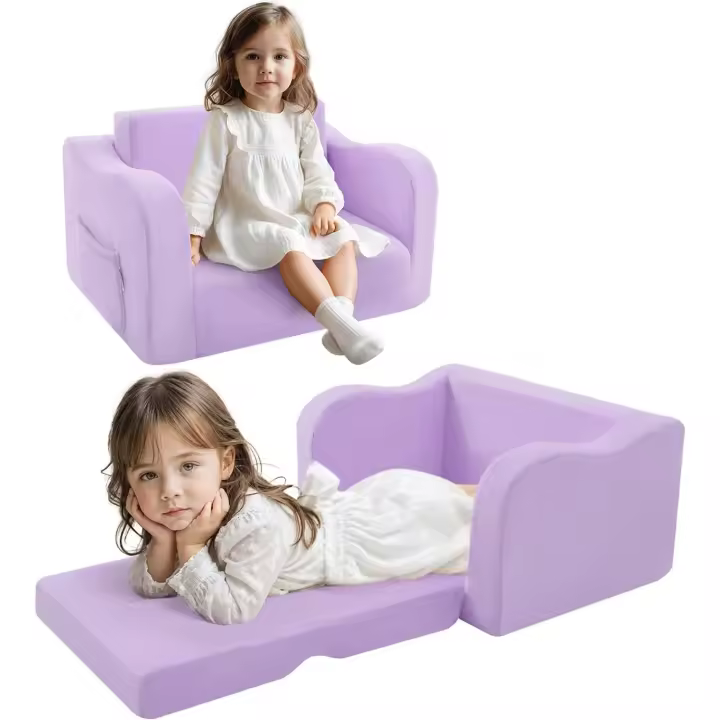 Sofá infantil plegable, cómodo sofá cama para niños pequeños, sofá cama 2 en 1 para esquina acogedora, habitación infantil, minisofá con función de dormir para niños y niñas, color verde - 1