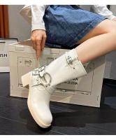 Botas de tacón bajo con punta cuadrada de moda, botas con cremallera lateral - details 6