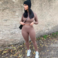Conjunto deportivo de dos piezas de manga larga, nuevo traje informal de moda para mujer - details 41