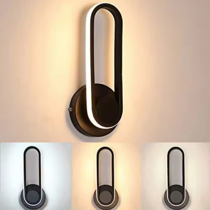 Lámpara de Pared LED Moderna de 12W Rotación de 330°, Luz de Iluminación Dimmable para Pasillos, Dormitorios, Sala de Estar, Cocina, Estudió - 1