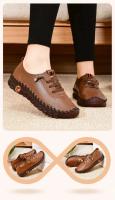 Zapatillas De deporte Mocasines De cuero para Mujer Cómodos Slip on Hand SeThread Mom Shoes atillas De Mujer - details 13