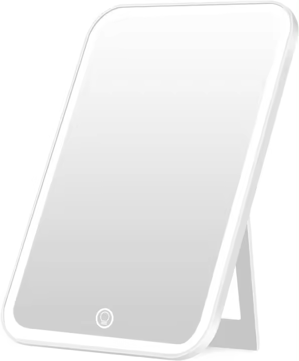 Espejo de maquillaje iluminado con luces, espejo de tocador con brillo LED ajustable, portátil, recargable por USB, blanco - 1
