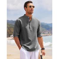 Camisa de manga larga para hombre, abrochada camisa recta, estilo piña, blusa informal - details 0