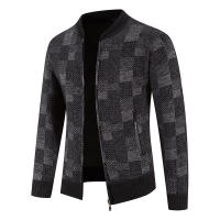Abrigo de punto con bloques de Color para hombre, suéter informal grueso que mantiene el calor, cárdigan de rejilla de moda de lana para otoño e invierno - details 4