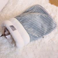 Saco de dormir grueso para gato, nido de lana de cordero semicerrado, suave y cómodo, edredón de bolsillo para mascotas, cama de otoño - details 5