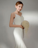 Ramo de novia hecho a mano, flor de boda, perlas completas, marfil y blanco, 100% - details 1