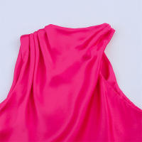 Vestido Ajustado con Textura de Satén Retro Diseño Asimétrico para Mujer, Sin Mangas, Moda 2025 - details 3