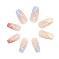 Uñas postizas con patrón geométrico, cobertura total, uso cómodo, salón de uñas para mujeres y niñas - details 5