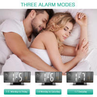 Reloj despertador Digital LED con proyección 3D, pantalla de repetición, temperatura, Brillo automático, cabecera de dormitorio, Gif para el hogar - details 3