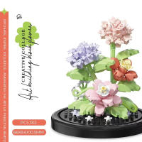 Bloque de decoración de escritorio de montaje eterno, flor, rompecabezas para niños, rosa, bloques de construcción, juguete, ramo, regalo - details 21