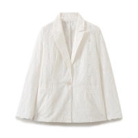 Chaqueta Bordada Elegante para Mujer OUWU Traje Corto con Estilo Retro, Abrigo de Botón Único, Pantalones Cortos con Cremallera Lateral - details 2