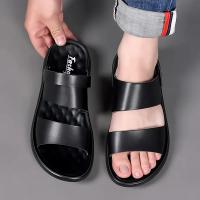 Sandalias cómodas de verano con plataforma para pie plano, sandalias de cuero con suela gruesa antideslizantes para hombre, zapatillas de fondo suave para playa al aire libre - details 3
