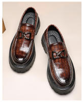 Nuevos zapatos de cuero para hombres, mocasines de plataforma que realzan los zapatos casuales de cuero - details 2