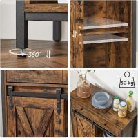 Mueble de Almacenamiento, Aparador, Armario de Cocina, con Puerta Corredera, 30 x 70 x 80 cm, Estante Ajustable, Estilo Rústico, para Sala de Estar, Marrón Roble y Negro - details 13