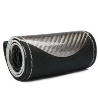 Funda de fibra de carbono para volante de coche, cosida a mano, protección de cuero PU, tejido, 38cm - details 4