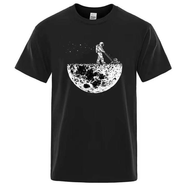 Camiseta de astronauta, diseño, depilación de hombres en la luna, camisa de moda transpirable, ropa creativa, camiseta de gran tamaño - 1